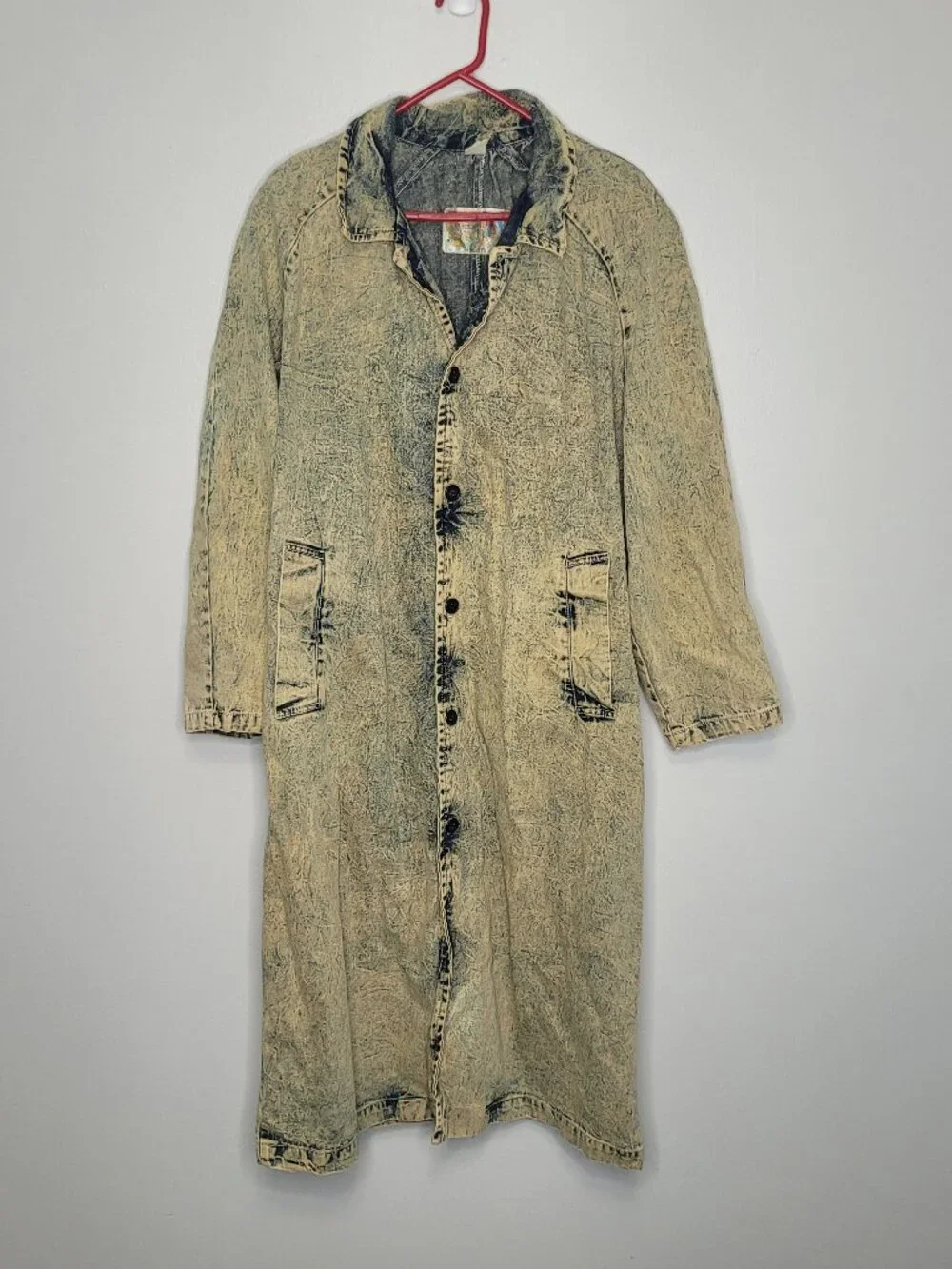Rockets vintage acid wash grunge denim trench duster indie unique jacket medium